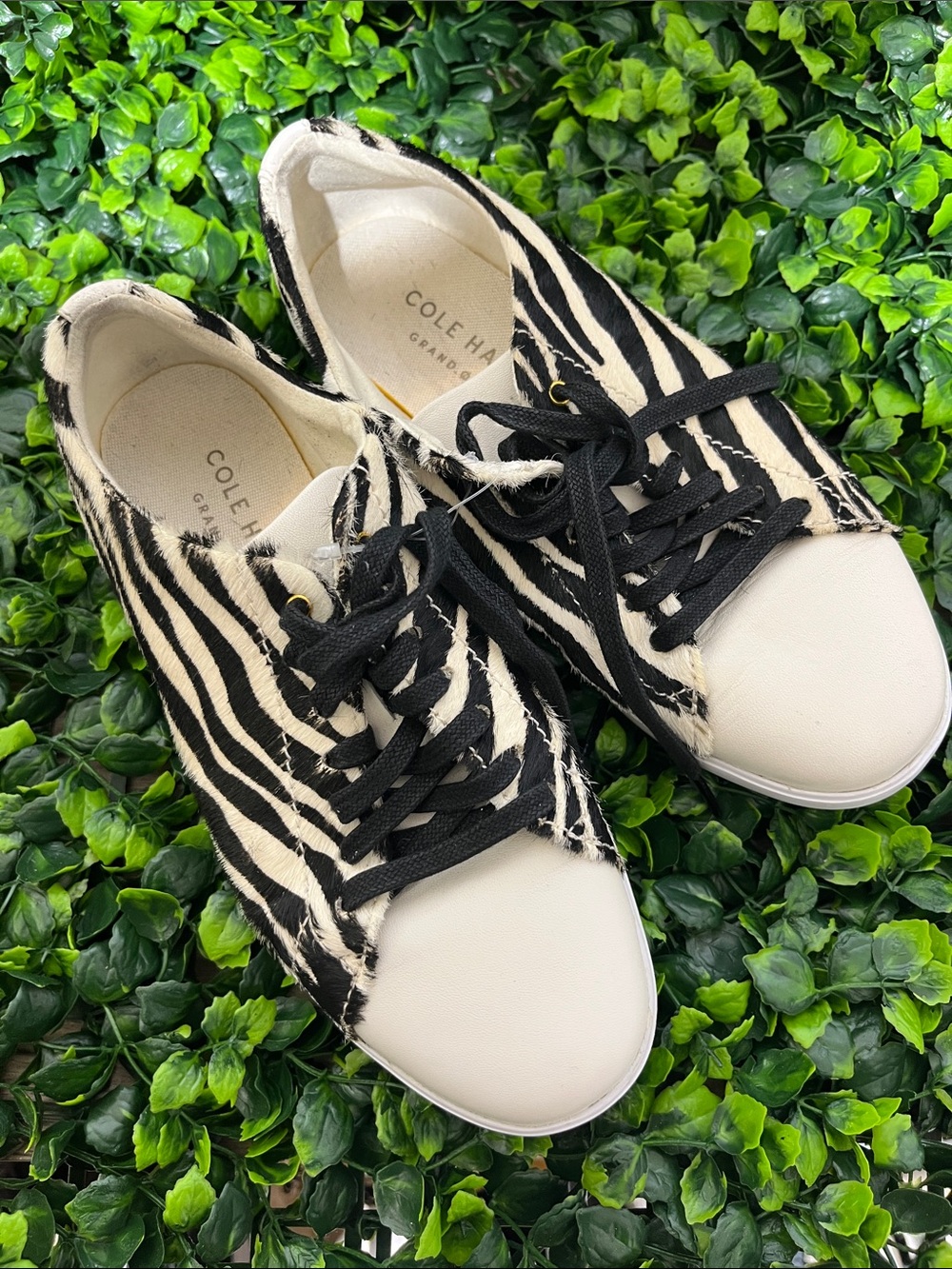 Cole Haan Black and White Zebra-Print Low-Top Sneakers